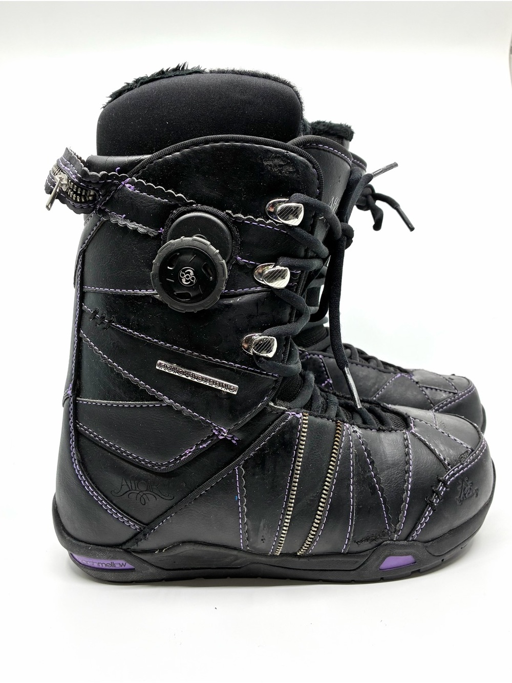 K2 Women’s Snowboard Boots Affair Conda Size 7 Black/Purple BOA Dial Soft